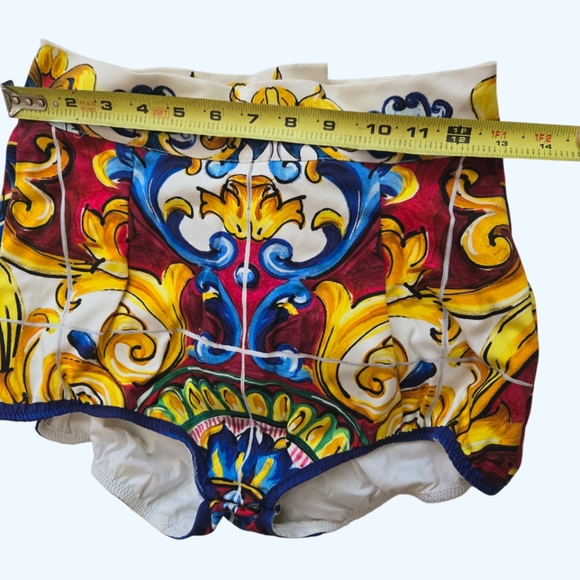 Dolce & Gabanna Women Poplin Shorts Cream Orange Blue Print-Size 42M - Picture 11 of 12